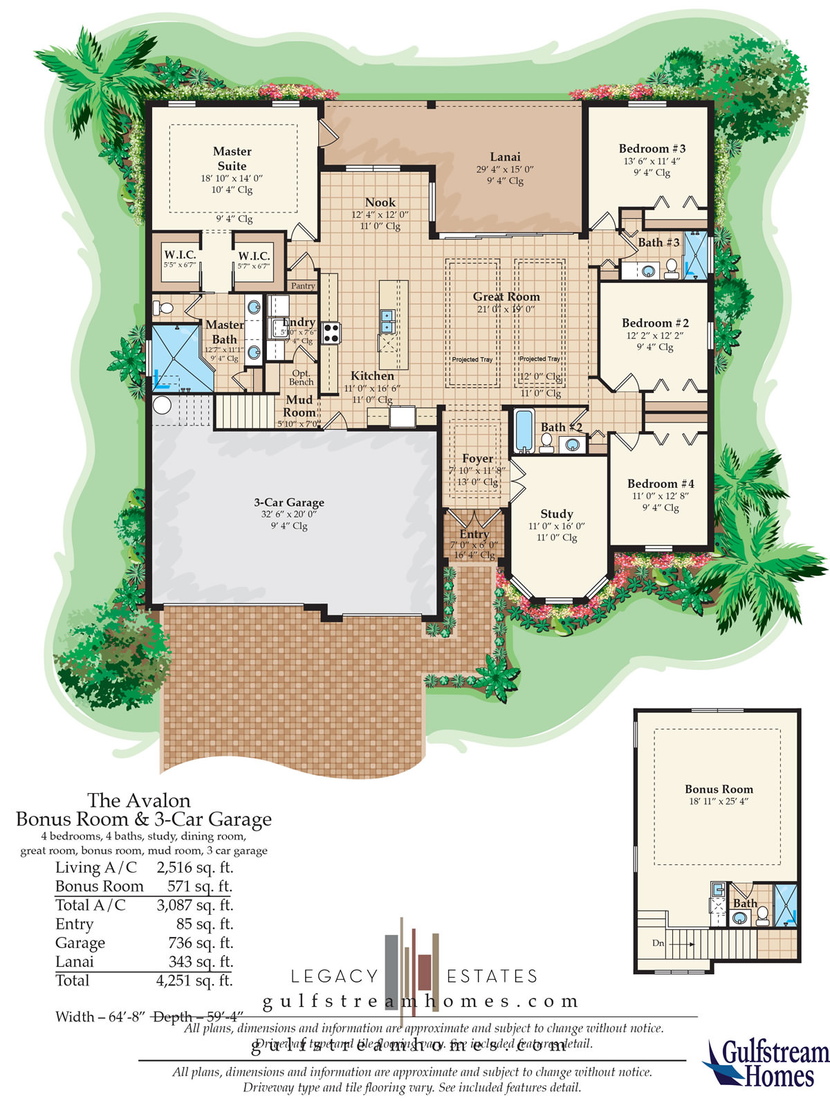 Avalon W Bonus Room 3 Car Garage Gulfstream Homes